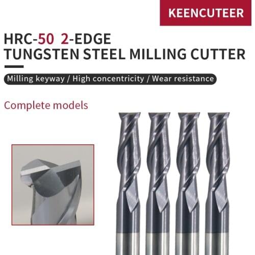 Tungsten Steel End Mill 1mm 6mm 12mm 2 Flute HRC50 Straight Shank Milling Cutter Alloy Coating Carbide Lathe tools CNC Machines