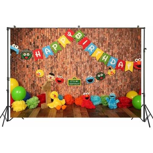 Boy First Birthday Photography Background Sesame Toys Decorations Baby Cake Smash Portrait Photoshoot Backdrop Props Banner