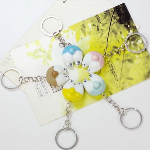 Cute Cat-Butt-Tail Keychain with Paw Funny Corgi-Cat-Butt Animals keyring Bag Decoration Pendant Girls key chain ring