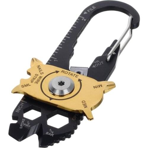 Mini Creative EDC Tool Multitool Wrench Screwdriver File Carabiner Clip Ruler Knife Cutter Outdoor Camping Tool w/ Carabiner