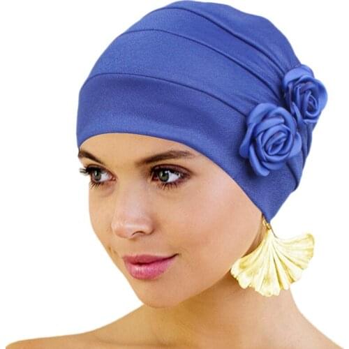 Muslim Fashion Womens Hijabs Flower Muslim Islamic Hijab Chemo Hat Beanies Hiar Loss Cancer Chemo Cap Ladies Bandana Head Cover