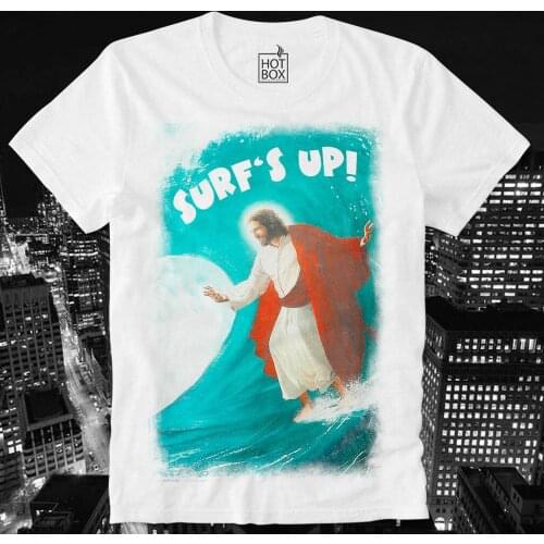 T Shirt Surfing Jesus Christ SurfS Up Surfer The Hawaii Cali Men 2019 Summer Round Neck MenS Fashion Cheap Custom T Shirts