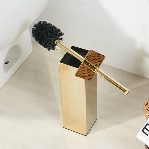 Vidric golden toilet brush,Bathroom toilet brush kit, no dead-free perforated toilet brush holder brass gold color