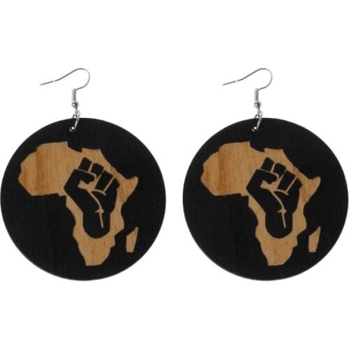 Natural Wood Africa Black Gueen Reggae Earrings Women Exaggerated Bib Jewelry