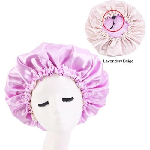 New Reversible Satin Bonnet Hair Caps Double Layer Adjust Sleep Night Cap Head Cover Hat For Curly Hair Styling Accessories