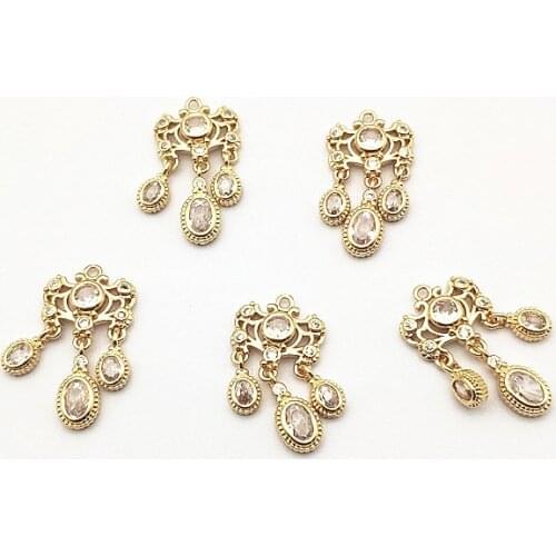 New arrival! 27x14mm 50pcs Cubic Zirconia /Copper charm for Hand Made Earring/Necklace DIY parts,Jewelry Findings & Component