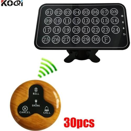 Restaurant Table Call System 1 Display Receiver can show 30 numbers in one time + 30 Call button CALL ; Bill ; Drink ; Cancel