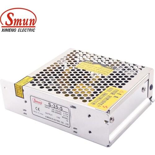 SMUN S-35-5 High Efficiency 100-240VAC to 35W 5VDC 7A Single Output SMPS