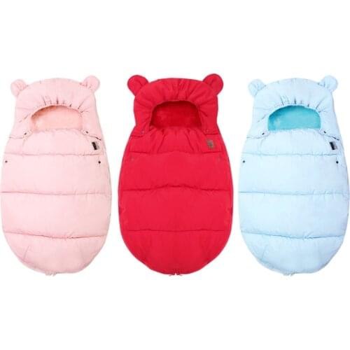 0-12M Baby Sleeping Bag Stroller Winter Windproof Thick Sleepsacks For Infant Wheelchair Envelopes Newborns Warm Footmuff