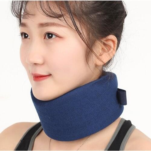 Unisex Soft Foam Cervical Collar Neck Brace Support Shoulder Pain Relief Adjustable Health Care Tool Blue And Brown