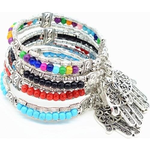Bohemian Fashion Vintage Natural Stone Beads Palm Bracelet for Women Jewelry Gifts