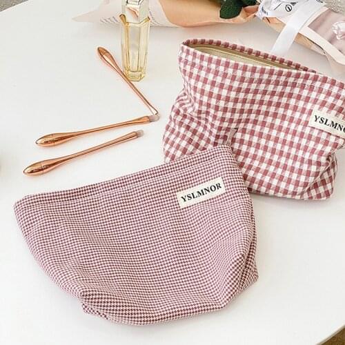 Corduroy Women Cosmetic Bag For Make Up Cotton Cloth Cosmetic Makeup Pouch Bag Organizer Case Fashion Zipper Hand Travel Bag