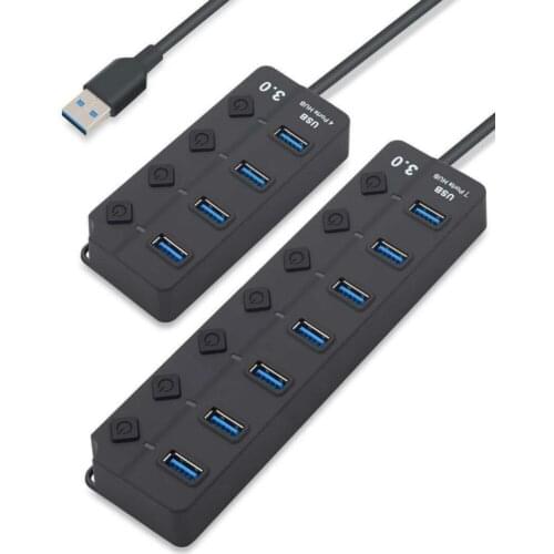 1pc USB Hub 3.0 High Speed 7 Port USB Splitter on/Off Switch AC Power Adapter for Plus for MacBook Laptop PC Accessories