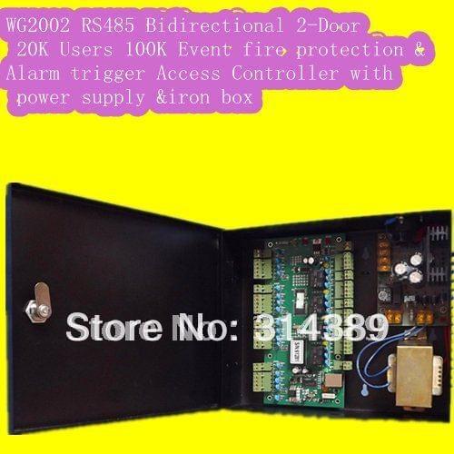 WG2002 RS485 Networking Two 2 Door Access Controller 20K Users 100K Events MEM Alarm Trigger Programmable with power supply