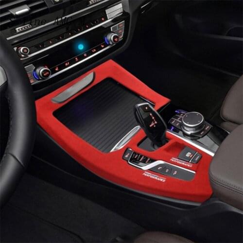 Suede Car Wrapping ABS For BMW X3 G01 X4 G02 Car Gear Shift Knob Central Handbrake Cover Interior Accessories Protective Sticker