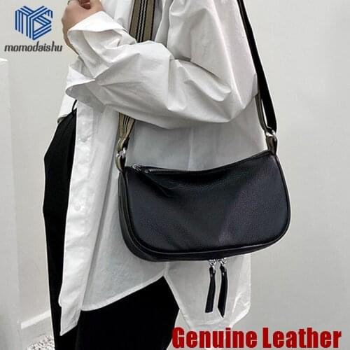 Genuine Leather Ladies Simple Shoulder Bag Handbag Solid Color Messenger Bag 2021 Designer Fashion Solid Color Women Handbags