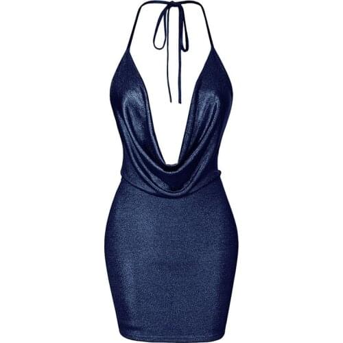 Nightclub Womens Temperament Sling One piece Dress Slim Deep V-Neck Sleeveless Bag Hip Bottoming Solid Sexy Slim Dresses booty