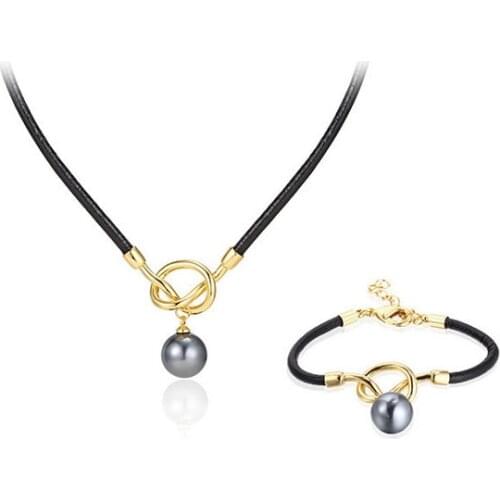 Pearl Necklace Pendant Bracelet Jewlery Sets for Women Gift Fahion Nice UNO50F-SET