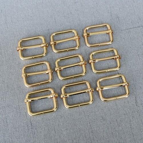 Golden 100 pieces 25mm Metal Tri Glide Slide Adjusters For DIY Dog Collar Dog Leash Backpack Of Rectangle Loop Ring Accessories