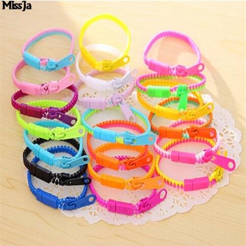 10pcs/lot Metal Zipper Bracelet Fluorescent Neon Gifts Zip Bracelet Bangles
