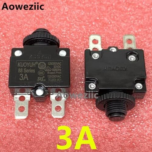 2Pcs Taiwan KUOYUH 88 Series 3A breaker Manual reset current overload protector leakage switch Mini Miniature Overload Protector