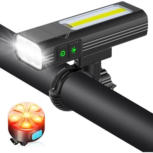 48pcs COB Bicycle Light Set 3000LM LED Bike Headlight Waterproof USB Rechargeable 5200mAh as Power Bank Bike Light Accessories