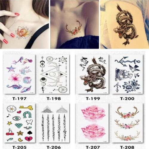 5Pcs Dragon Tattoo Sticker Flower Owl Cool Stuff Body Jewelry Cheap Things Makeup
