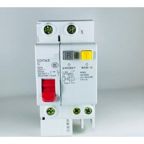 Circuit Breaker 10A 16A 20A 25A 32A 40A 63A 1P+N Leakage Protection RCBO RCD DZ47SLE DZ47LE