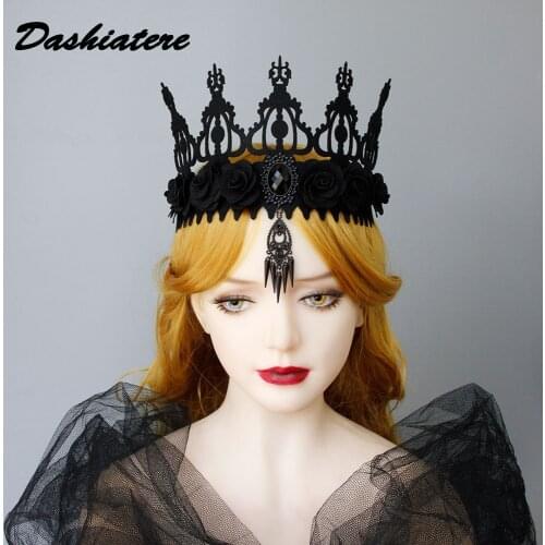 Gothic Forehead Crown Death Demon Devil Queen Jewelry Accessories for Women Spike Rivets Pendants Vintage Tiara Gothic Headpiece