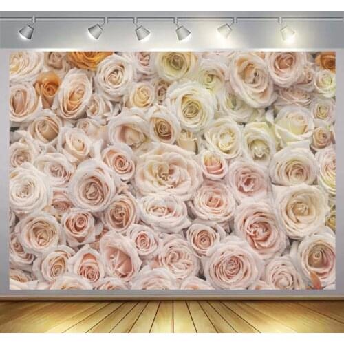White Rose Flowers Wall Photo Backgrounds Wedding Couples Lovers Portrait 3D Floral Newborn Baby Shower Backdrops Photography