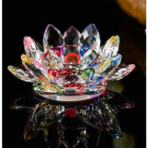 Holy K9 Crystal Lotus Candlestick Crystal Candle Holder For Religious Decoration Home Decoration