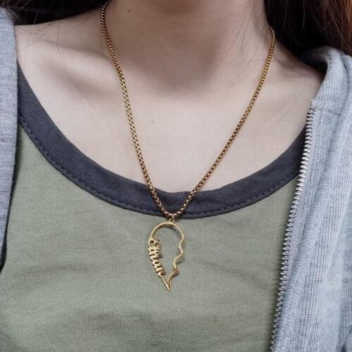 Custom Heart Necklace for Couple Personalized Double Names Fowever Love Stainless Steel Pendant Nameplate Jewelry for Girlfriend