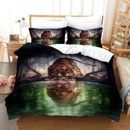 Tag Bedding Set Single Twin Full Queen King Size Animal Tag Lion Wolf Bed Set Childrens Kid Bedroom Duvetcover Sets 030