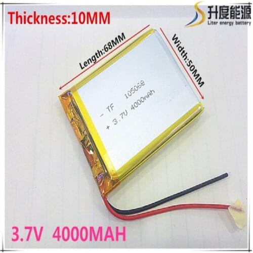 1PCS 105068 3.7V 4000mah Lithium polymer Battery With Protection Board For MP3 MP4 MP5 GPS Glass Digital Product Free Shipping