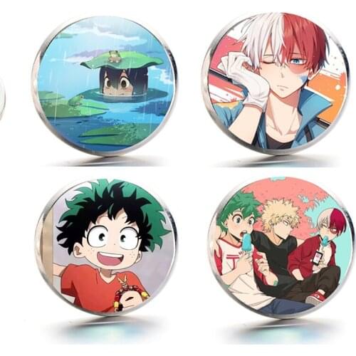 Fashion Anime Figure Stud Earrings My Hero Academia Boku No Hero Glass Crystal Silver Earring for Girls Jewelry Christmas Gift