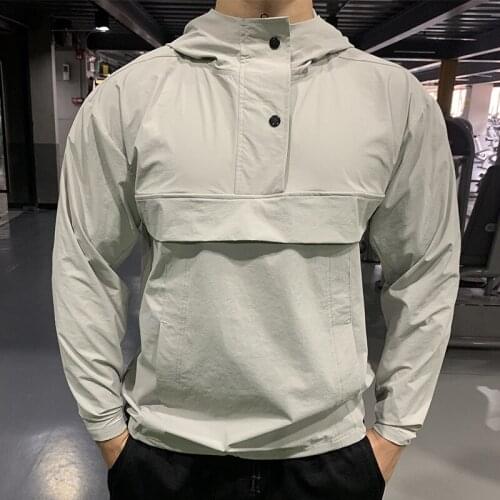 Gym Men Sports Jacket Fitness Long Sleeve Coat Running shirts wind Hoodies Slim Hiking fitness Sweatshirts Jogging Hooded Tops