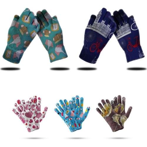 New Fashion Colorful Mittens Gloves Pink Cartoon Elephant Riding Outdoor Gloves Warm Multifunctional Screen Touch Season Gloves