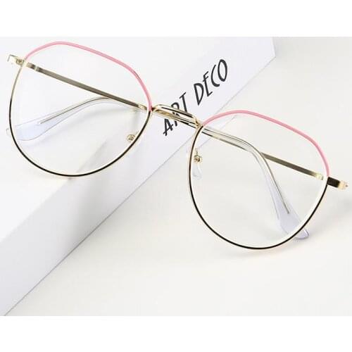 Myopia Optical Glasses Girls Women Retro Alloy Round Frame Eyeglasses Oversize Gold Pink Glasses -1 -1.5 -2 -2.5 -3 -3.5 -4