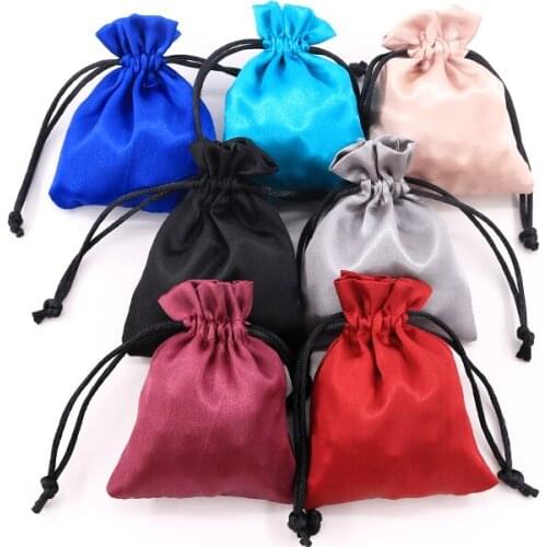 Wholesale 50pcs/lot 7 Colors Satin Gift Bag 8x10 9x12cm Small Storage Bags Party Favor Jewelry Candy Gifts Packaging Bags