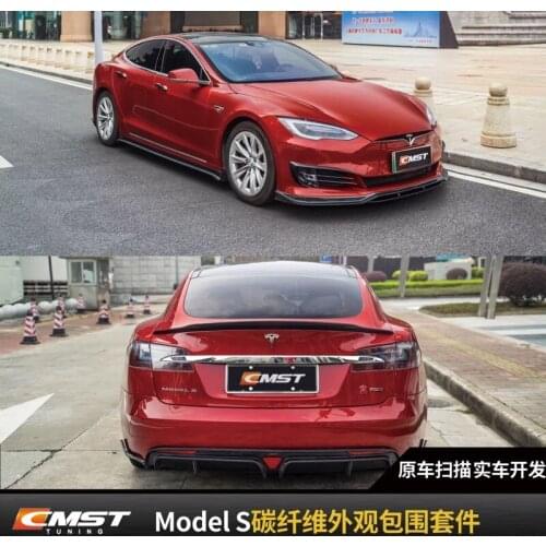 Suitable for Tesla Model s Modified Cmst Carbon Fiber Front Side Skirt Pilot Light Spoiler Rear Lip Tail