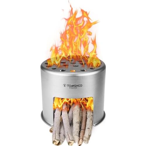 Camping Stove Portable Titanium Wood Stove Picnic Burner Camping Equipment for Outdoor Hiking Fishing Traveling BBQ