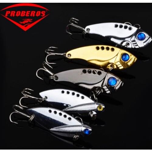 Proberos Metal Spinner Spoon Fishing Lure Hard Baits Sequins Noise Paillette with Feather Treble Hook Tackle 11g