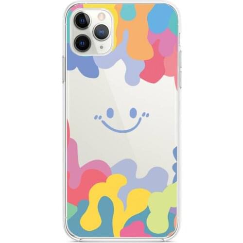 Colorful Liquid Smiley Phone Case Clear For iphone 12 11 Pro Max Mini XS Max 8 7 6 6S Plus X 5S SE 2020 XR cover