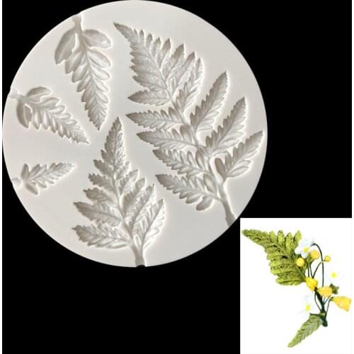 Fondant Mimosa Silicone Mold Tropical Rainforest Fern Leaf Tropical Plant Forest Fondant Cake Dessert Table Decoration