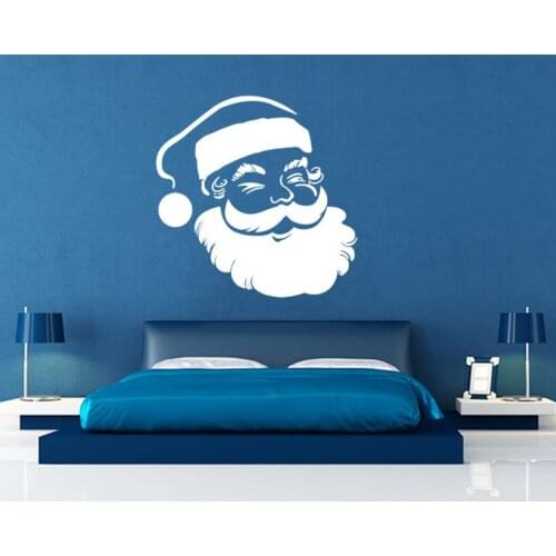 Warm Santa Calus Head With Cute Hat Vinyl Wall Sticker Mural 2018 Newly Christmas Home Room Decor Wall Decal Santa Calus F-6