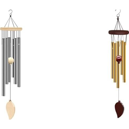 Wind Chimes Outdoor, Memorial Wind Chimes With Hook And 6 Tubes, Wooden Wind Chime Decor For Home, Garden, Patio