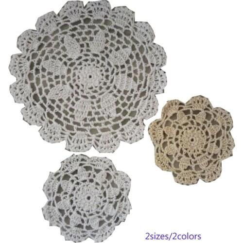 Vintage lace round cotton table place mat crochet coffee placemat pad Christmas glass coaster cup mug tea dining doily kitchen
