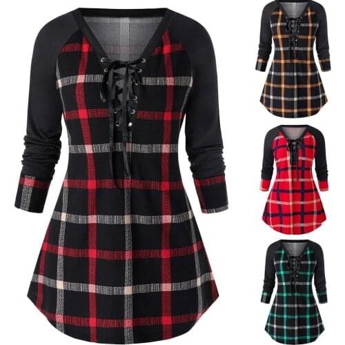 Women Spring Autumn Womens Tops and Blouses Top Tee Plaid Fashion Long Blouse Shirt Woman Shirts Clothes Plus Size XXXXL 5XL