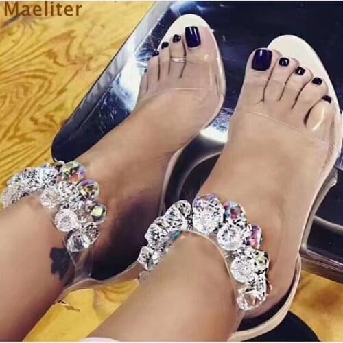 Stylish Jewelry Beaded Women Sandals Super Stiletto High Heel Open Toe Cover Heel Zipper Shoes Crystal Bling Bling Party Shoes