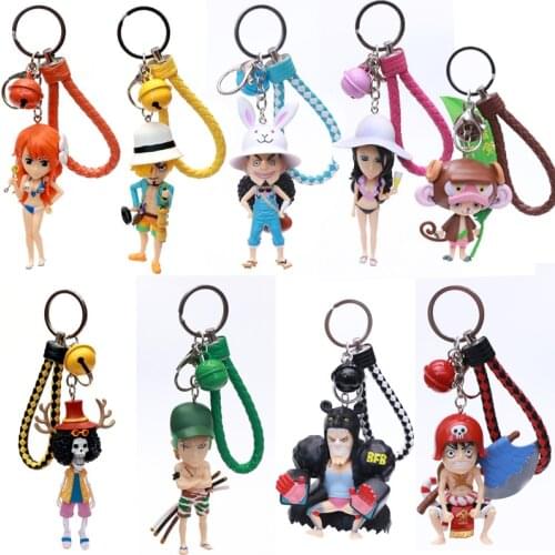 1PC Random One Piece Keychain Zoro Luffy Japanese Anime Action Figure Key Chain PVC Figures Keyring Toys Unisex Gifts NEW